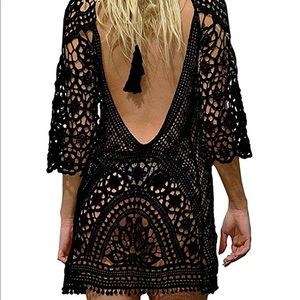 Black crochet swimsuit cover up one size (S-L) new